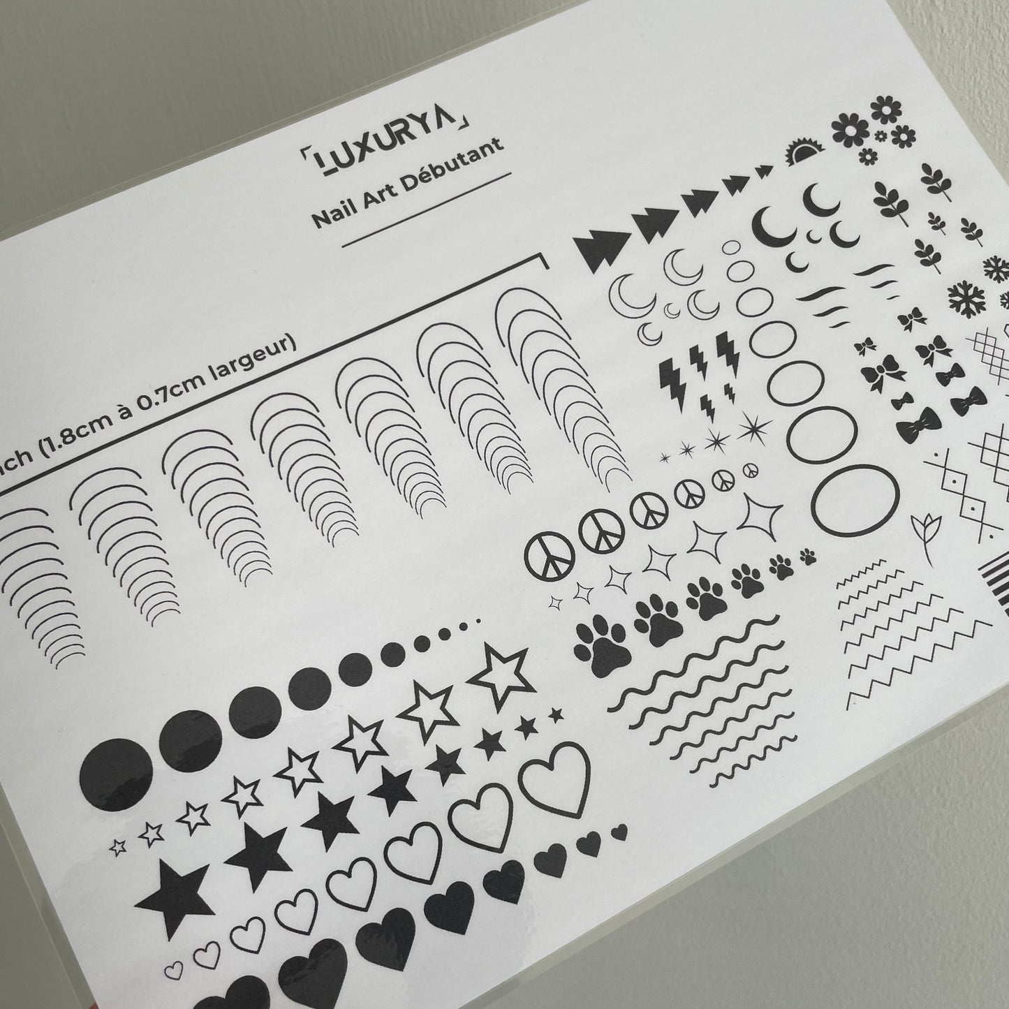 Feuille d'entrainement de Nail Art Imprimable - Débutant - French - Numérique