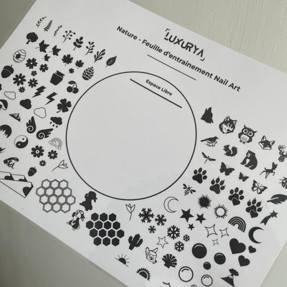Feuille d'entrainement de Nail Art Imprimable - Nature Edition - Numérique