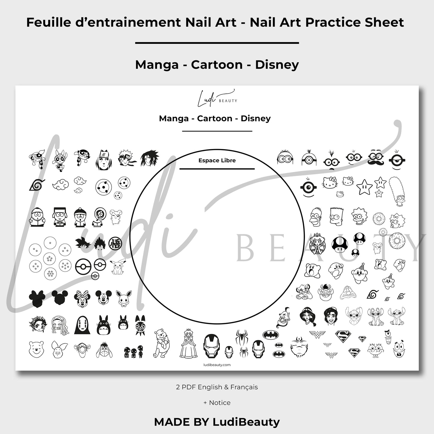 Printable Nail Art practice Sheet - Manga - Cartoon - Disney – Luxurya printable-nail-art-practice-sheet-manga-cartoon-disney-luxurya